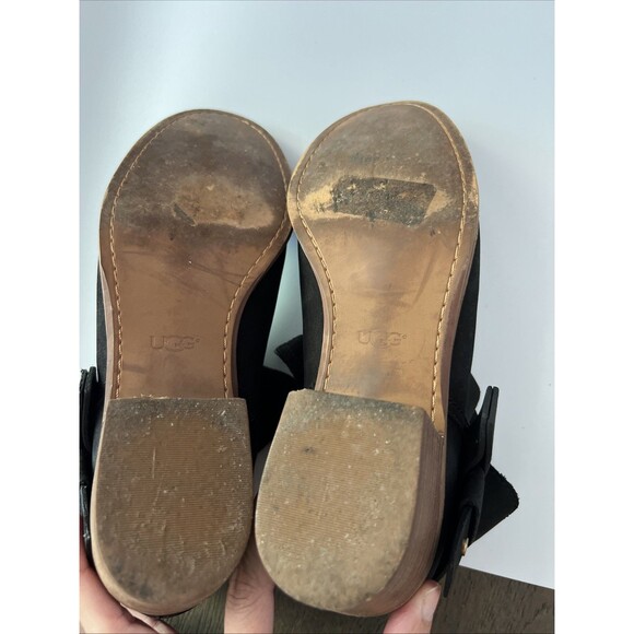 UGG Elora Women’s Suede Crisscross Strap Ankle boots booties sz 9 Black Y2K Warm - Picture 4 of 7